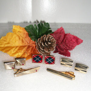 3 Pair Vintage Cufflinks PLUS 2 Tie Bars